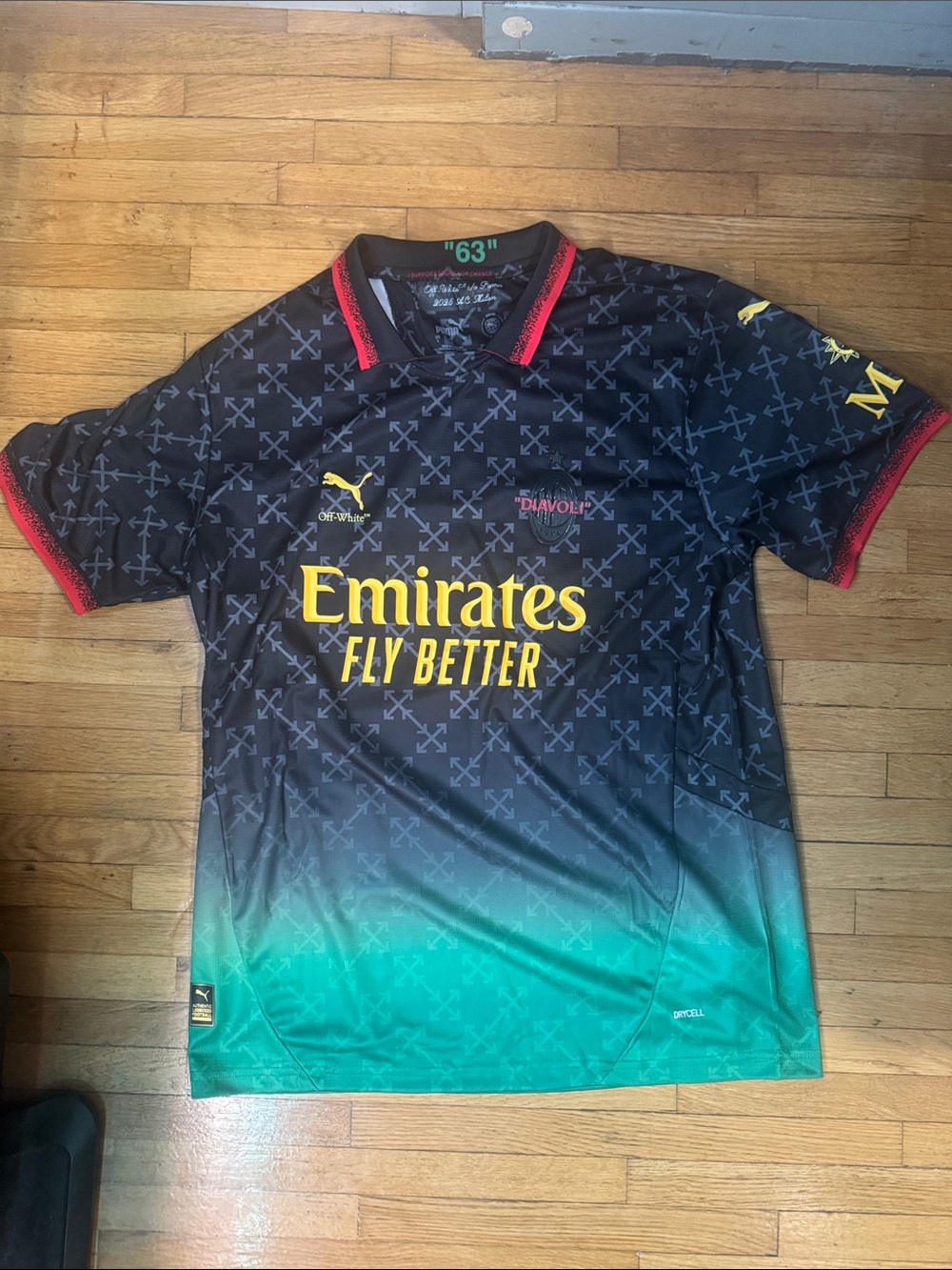 AC Milan x Off-White Black & Teal Football Jersey